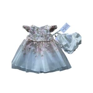 RARE EDITIONS, SIZE 6-9 MONTHS WHITE EMBELLISHED DRESS, 2PC